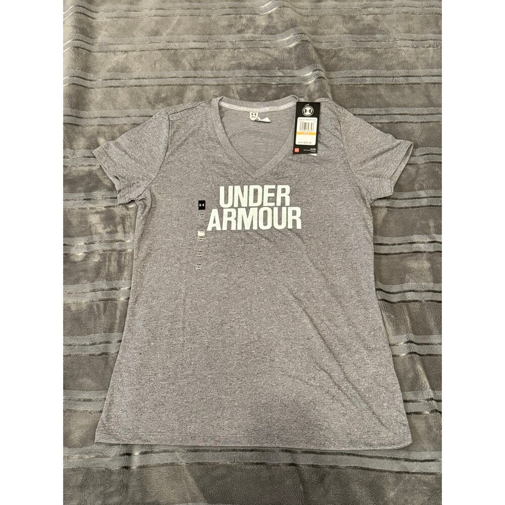 NWT Under Armour Women's Threadborne Train Wordmark V-Neck SMALL